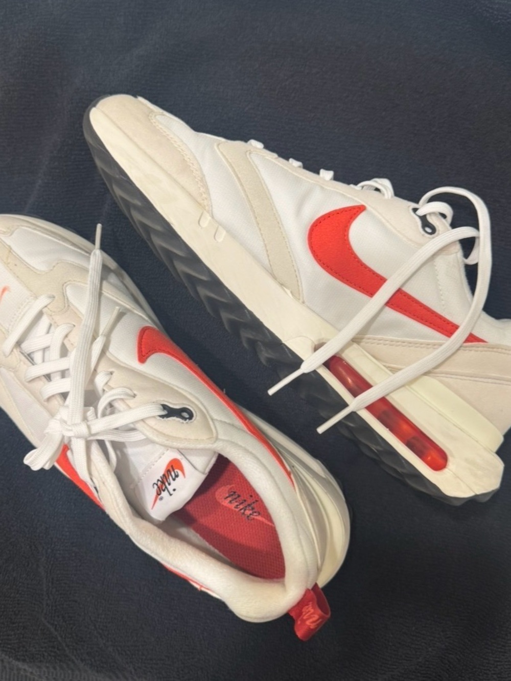 Nike Air Max Dawn Women’s White and Orange/Red Air Cushion Running Shoes